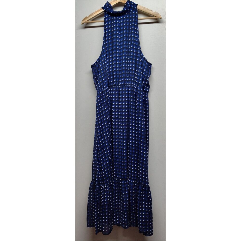 Banana Republic Midi Dress Women Size L Blue Sleeveless Feminine Cocktail Party